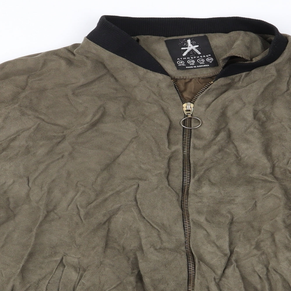 Womens UK Size 18 Atmosphere Green Bomber Jacket