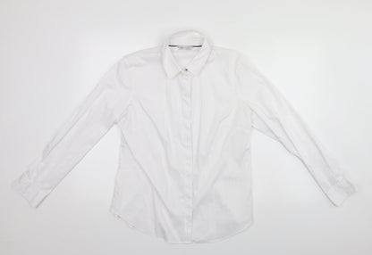 Mens UK Size 14 Marks and Spencer White  Button-Up Long Sleeve Casual Shirt