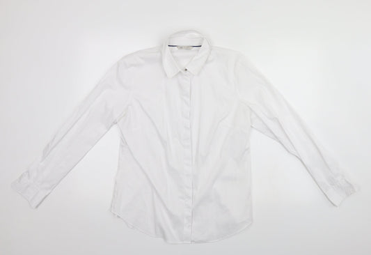 Mens UK Size 14 Marks and Spencer White  Button-Up Long Sleeve Casual Shirt