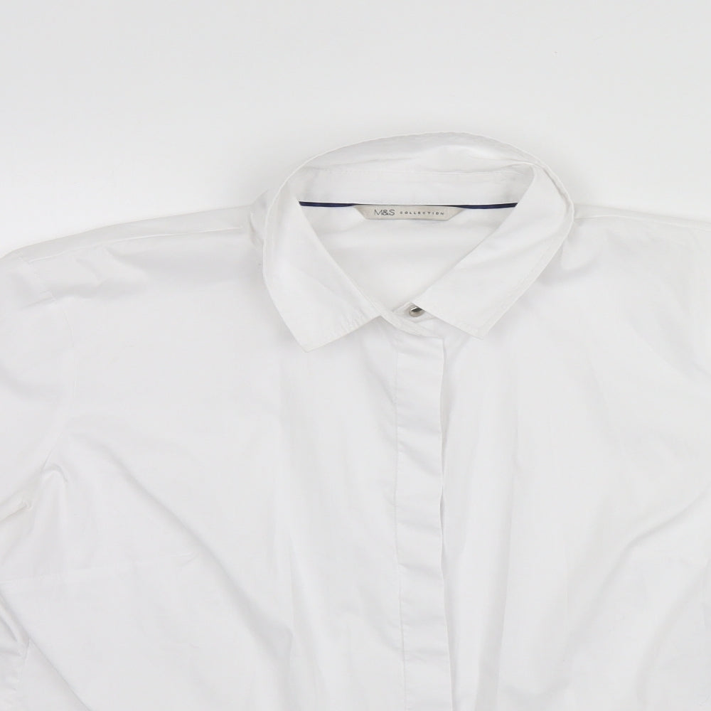 Mens UK Size 14 Marks and Spencer White  Button-Up Long Sleeve Casual Shirt
