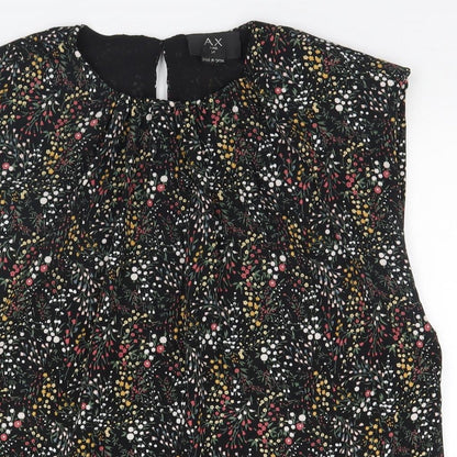 AX Paris Womens Black Floral  Basic T-Shirt Size 14