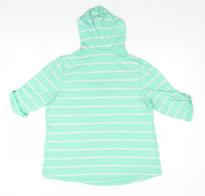Sonoma Mens Green Striped  Pullover Hoodie Size L