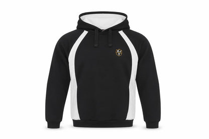 Front view of AKOA men’s black pullover hoodie, size XS
