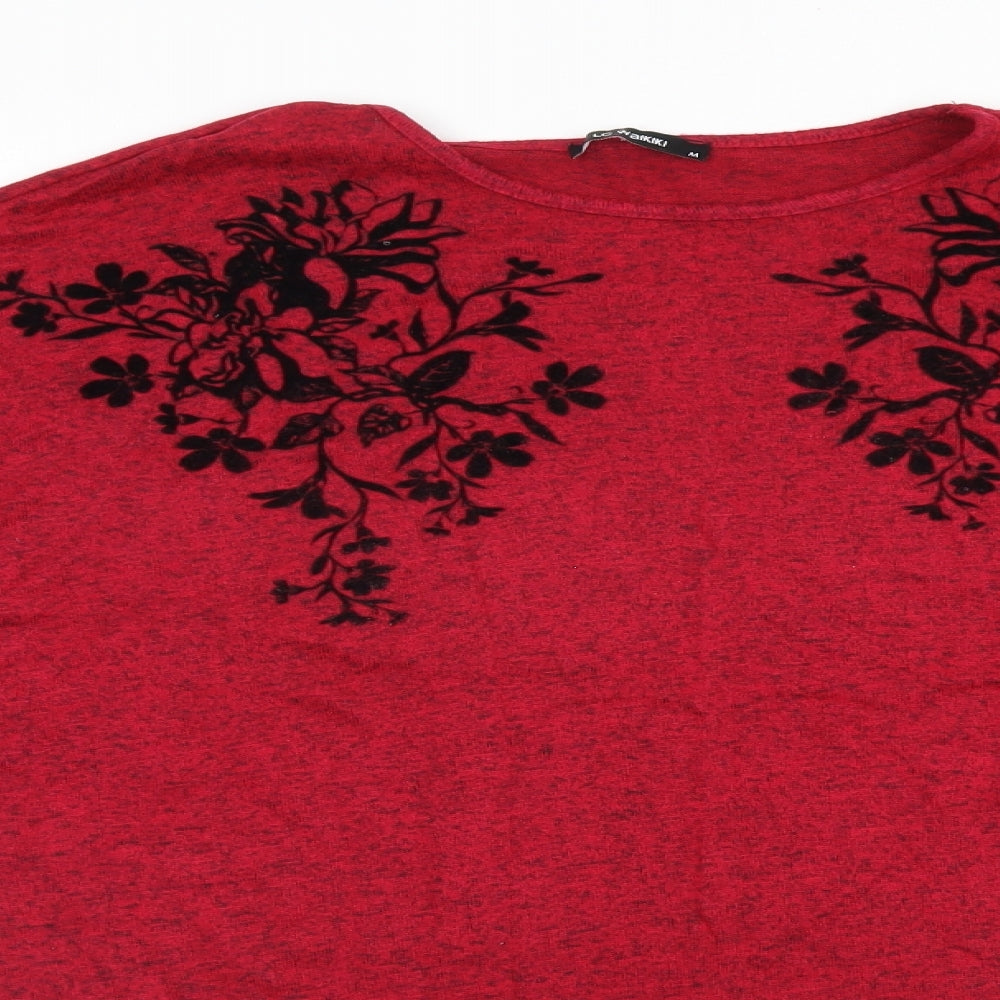 Womens UK Size M LC Waikiki Red Basic T-Shirt