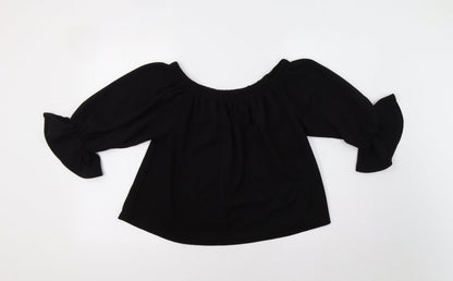 Additional front view of Glamour Babe women’s black basic blouse, size M