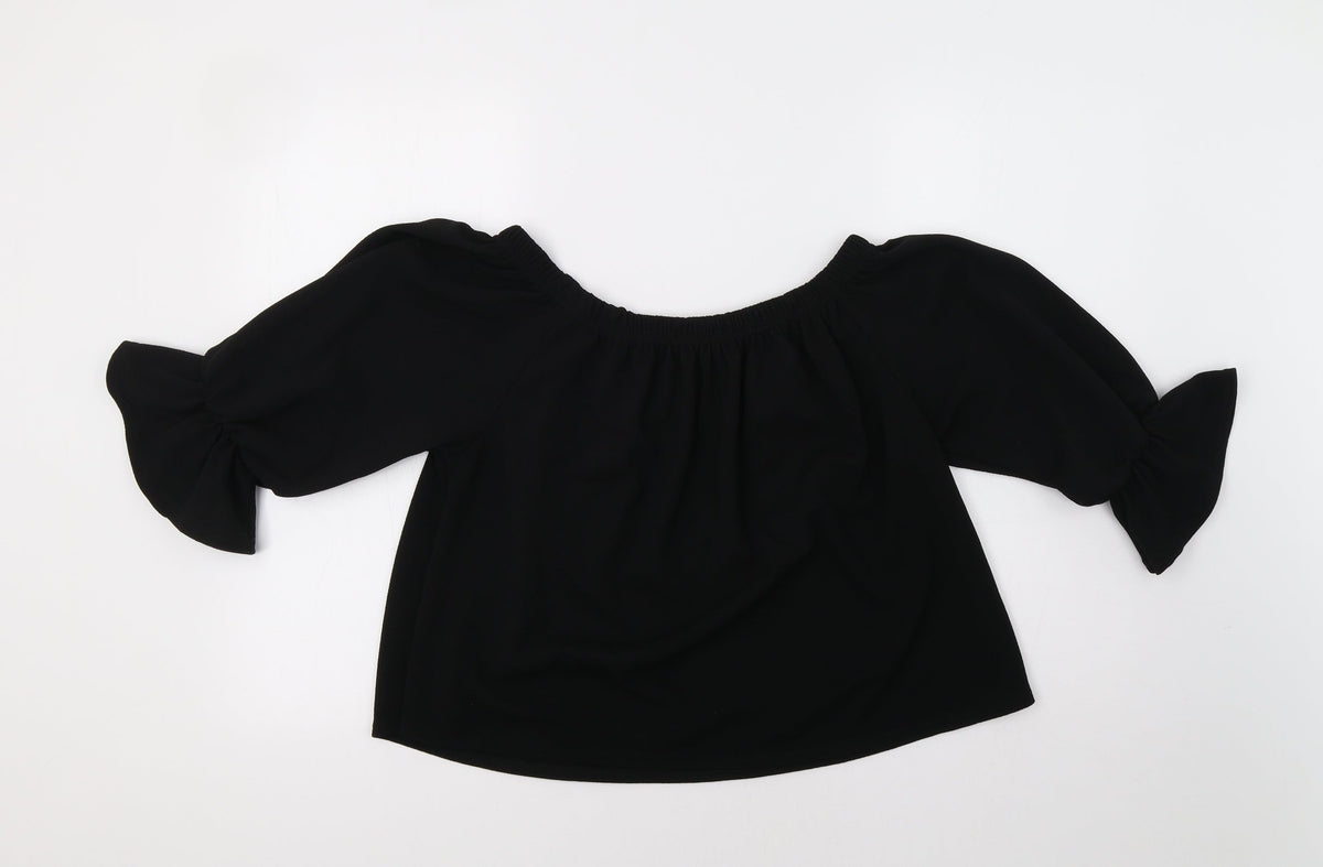Back view of Glamour Babe women’s black basic blouse, size M