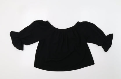 Back view of Glamour Babe women’s black basic blouse, size M