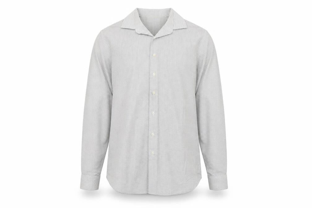 Front view of Goodiellow men’s grey check dress shirt, size XL