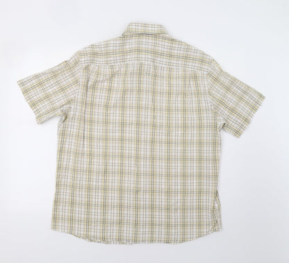 Mens UK Size L M&S Beige  Button-Up Short Sleeve Casual Shirt