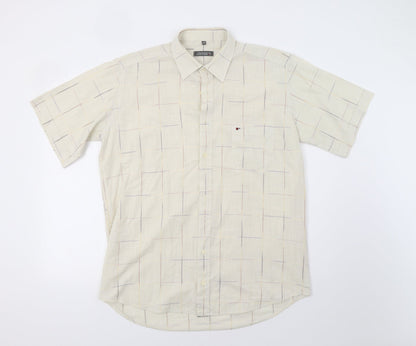 Mens UK Size L Jupiter Beige  Button-Up Short Sleeve Casual Shirt