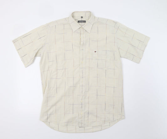 Mens UK Size L Jupiter Beige  Button-Up Short Sleeve Casual Shirt