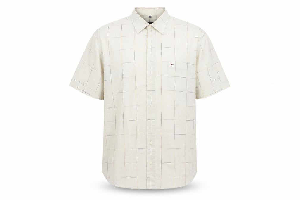 Mens UK Size L Jupiter Beige  Button-Up Short Sleeve Casual Shirt