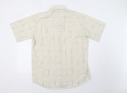 Mens UK Size L Jupiter Beige  Button-Up Short Sleeve Casual Shirt