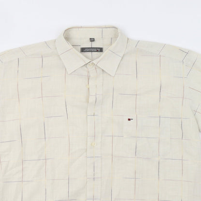 Mens UK Size L Jupiter Beige  Button-Up Short Sleeve Casual Shirt