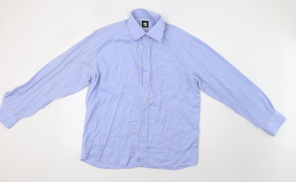 Roccobarocco Mens Blue    Button-Up Size 16.5