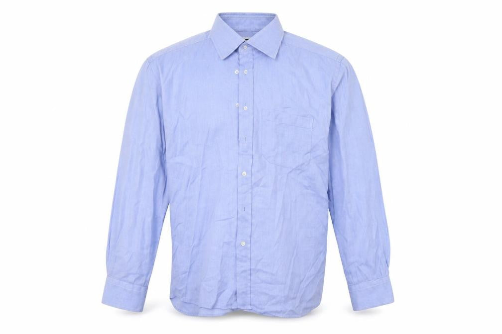 Mens UK Size 16.5 Roccobarocco Blue  Button-Up Long Sleeve Casual Shirt