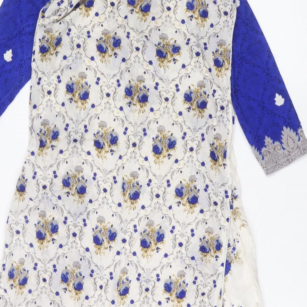 Preworn Womens White Floral  A-Line  Size S