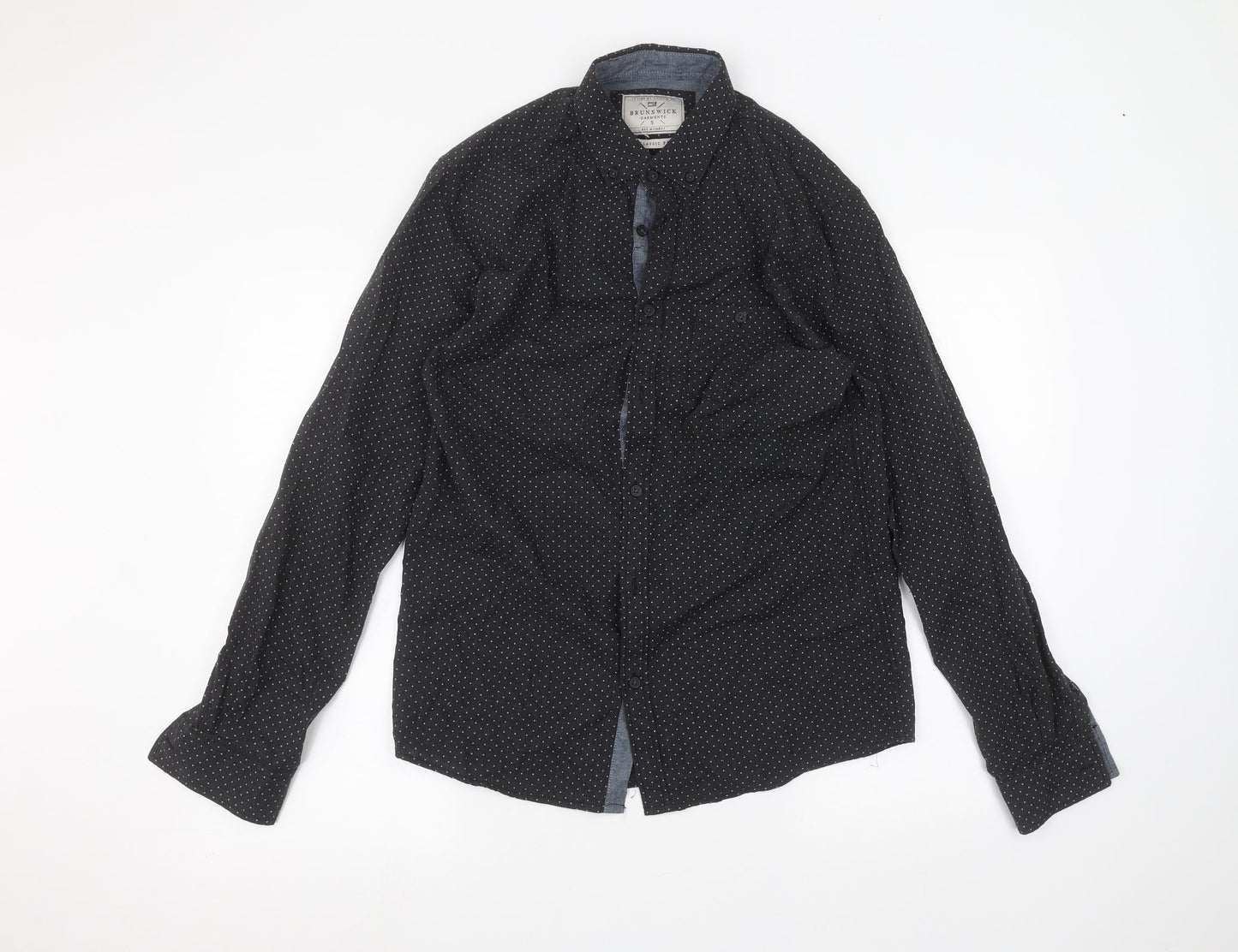 Mens UK Collar Size S Brunswick Smart Black  Dress Shirt