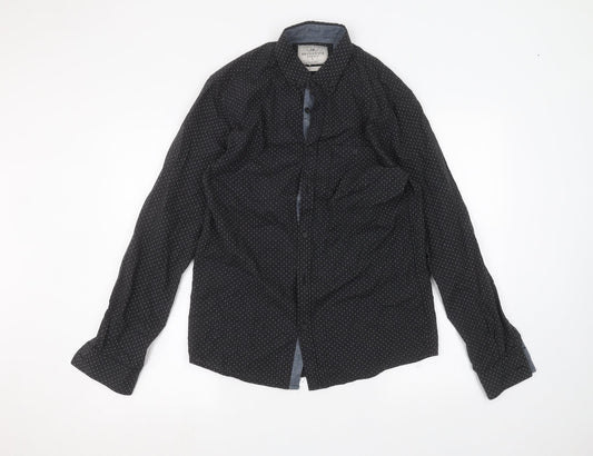 Mens UK Collar Size S Brunswick Smart Black  Dress Shirt