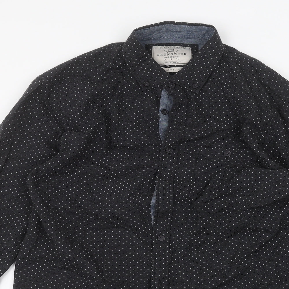 Mens UK Collar Size S Brunswick Smart Black  Dress Shirt