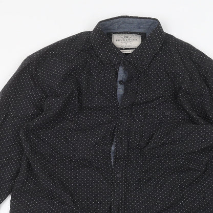 Mens UK Collar Size S Brunswick Smart Black  Dress Shirt