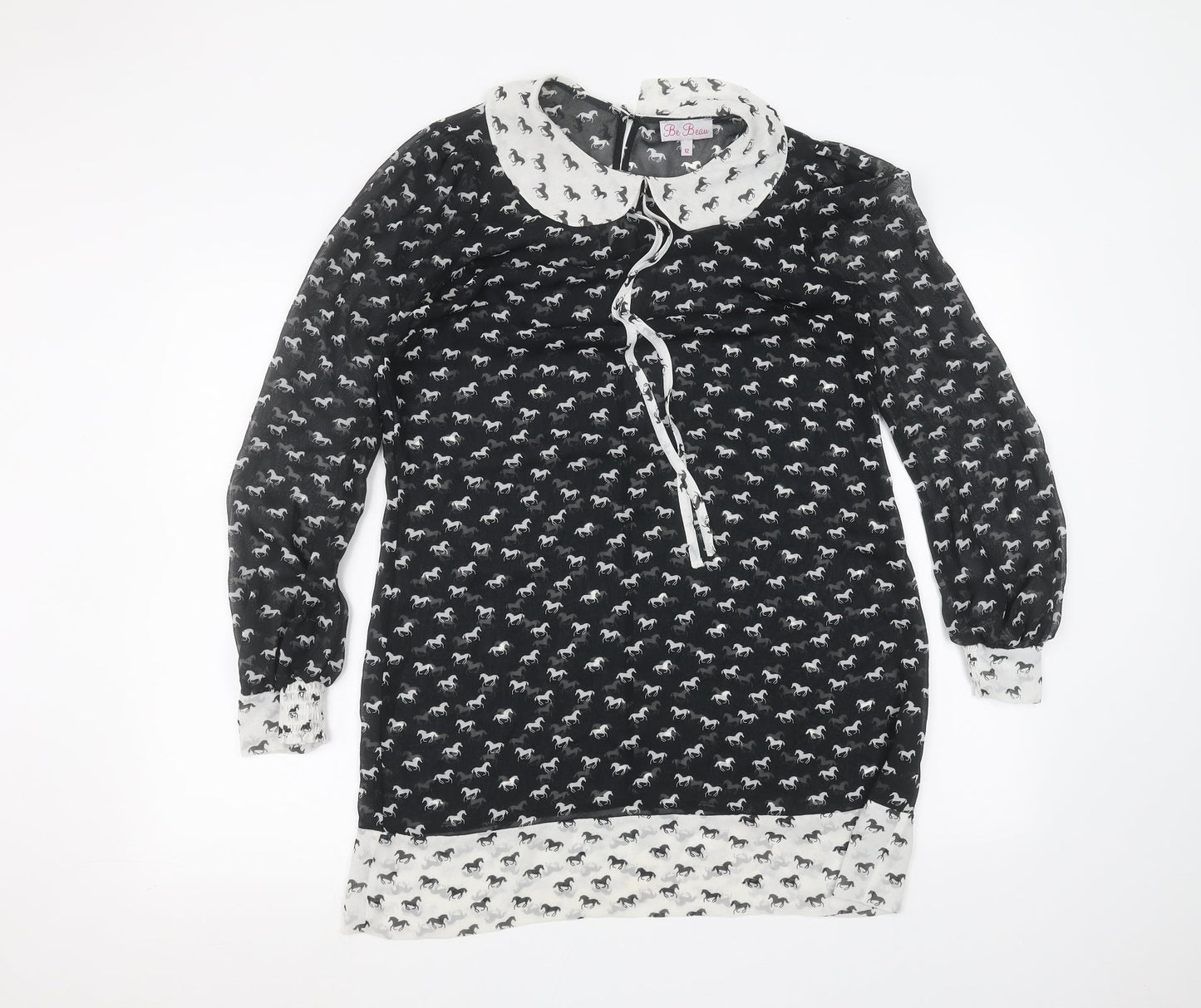 Womens UK Size 12 Be beau Black Basic Blouse