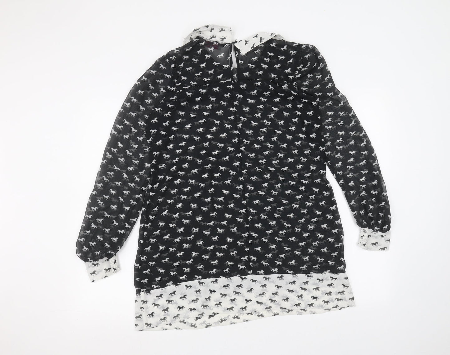 Womens UK Size 12 Be beau Black Basic Blouse