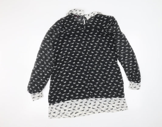 Womens UK Size 12 Be beau Black Basic Blouse