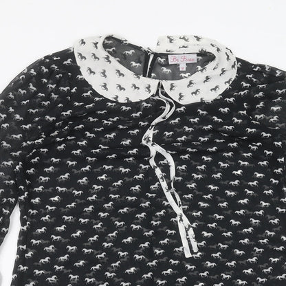 Womens UK Size 12 Be beau Black Basic Blouse
