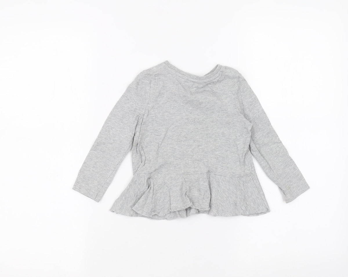 Back view of Very girls’ grey basic t-shirt, size 2-3, years