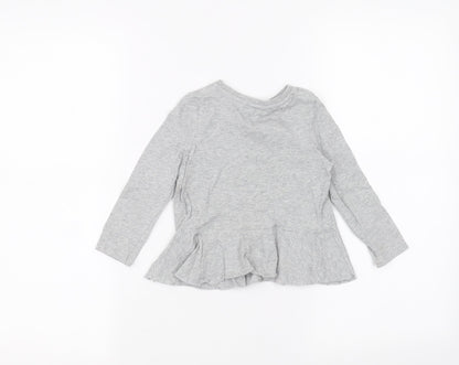 Back view of Very girls’ grey basic t-shirt, size 2-3, years