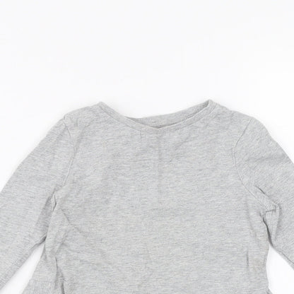 Close-up detail of Very girls’ grey basic t-shirt, size 2-3, years