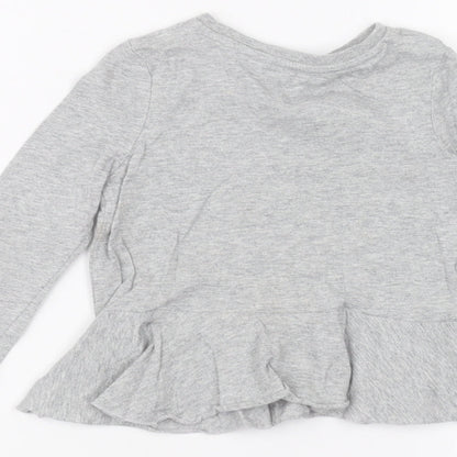 Brand and care label for Very girls’ grey basic t-shirt, size 2-3, years