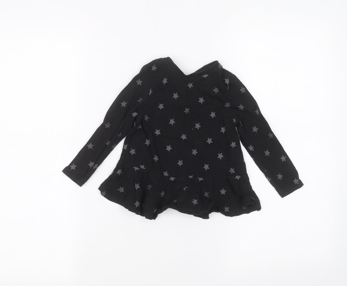 Additional front view of Very girls’ black basic t-shirt, size 2-3, years