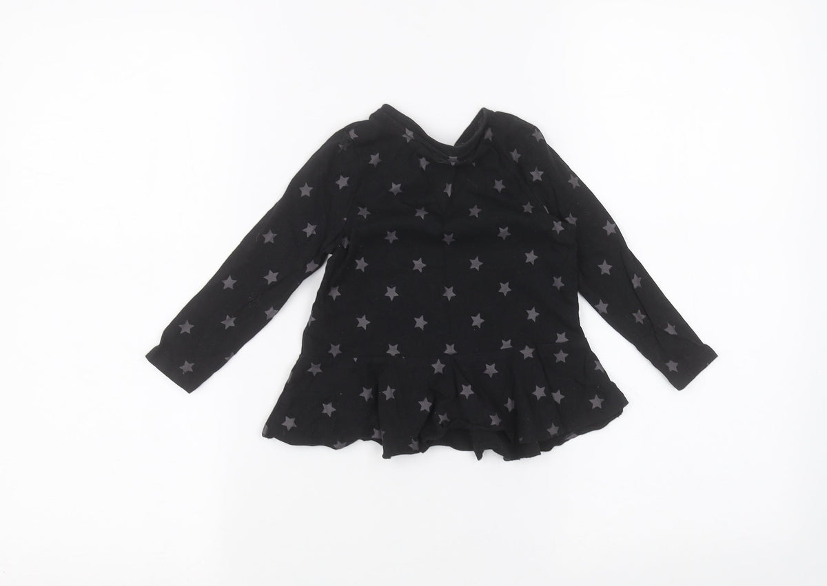 Back view of Very girls’ black basic t-shirt, size 2-3, years