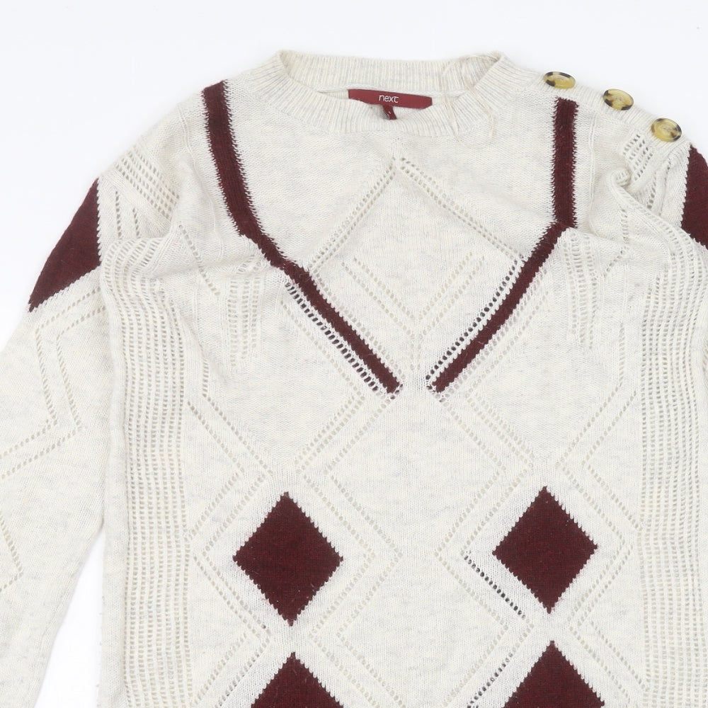 Womens UK Size 8 NEXT White Pullover Jumper