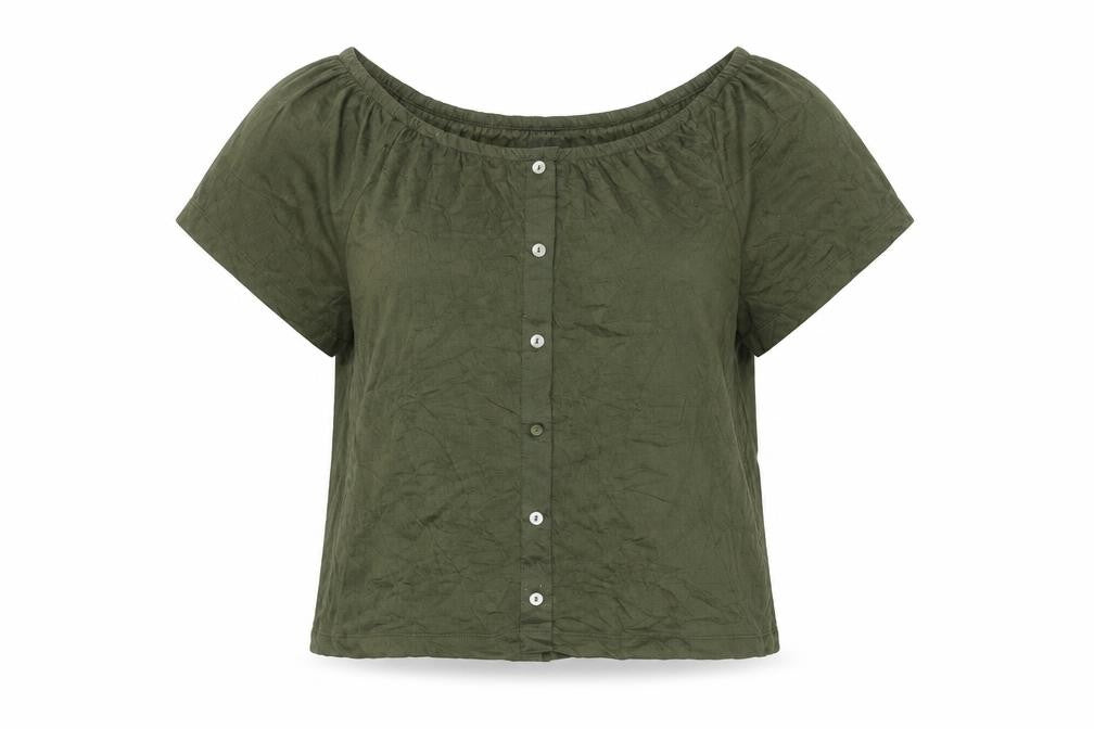 Womens UK Size 4 Primark Green Basic Button-Up