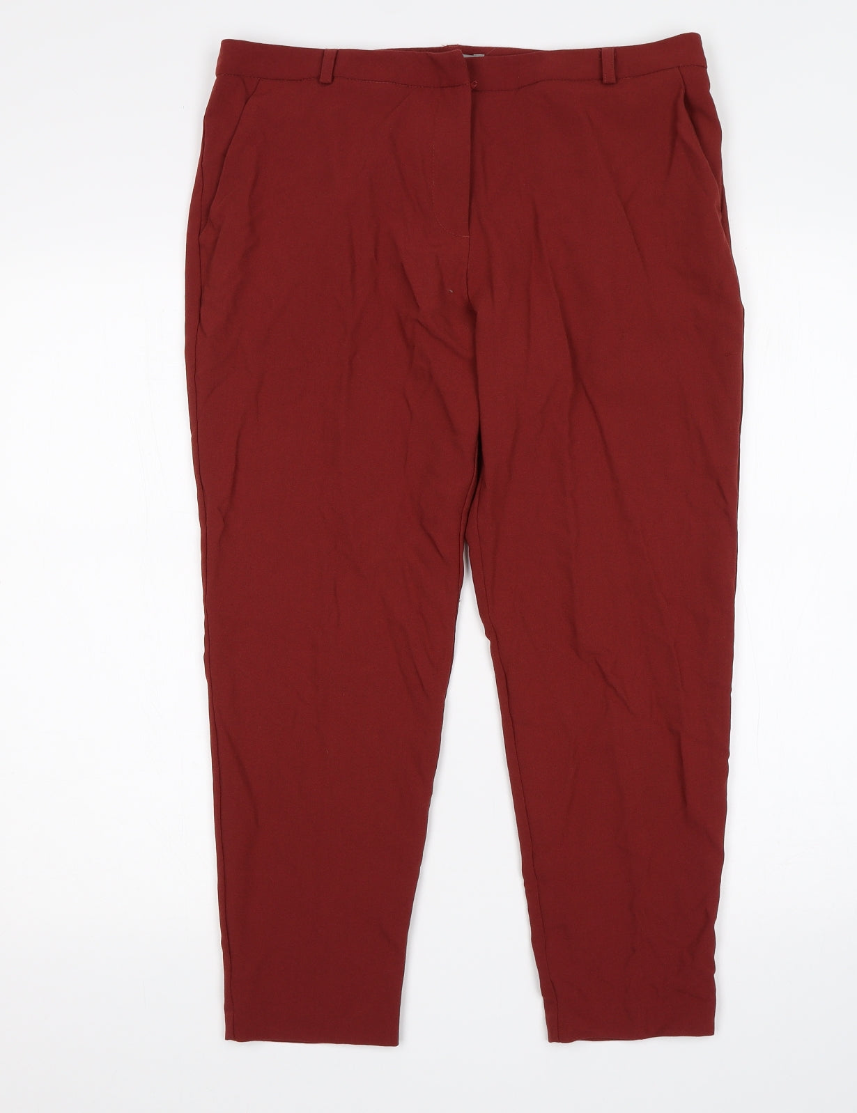 Womens UK Size 12 ASOS Regular Fit Cropped Red Trousers