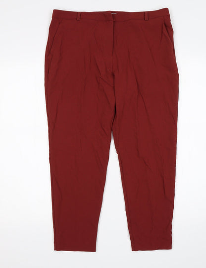 Womens UK Size 12 ASOS Regular Fit Cropped Red Trousers