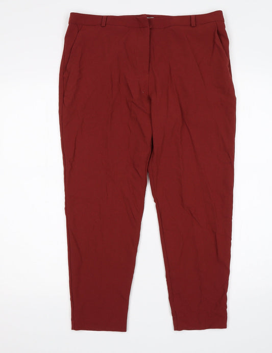 Womens UK Size 12 ASOS Regular Fit Cropped Red Trousers
