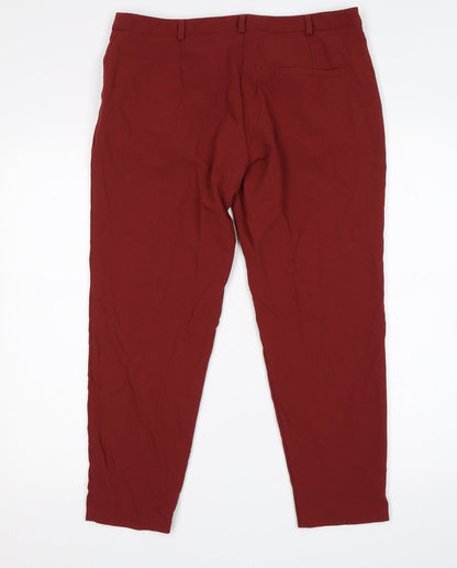 Womens UK Size 12 ASOS Regular Fit Cropped Red Trousers