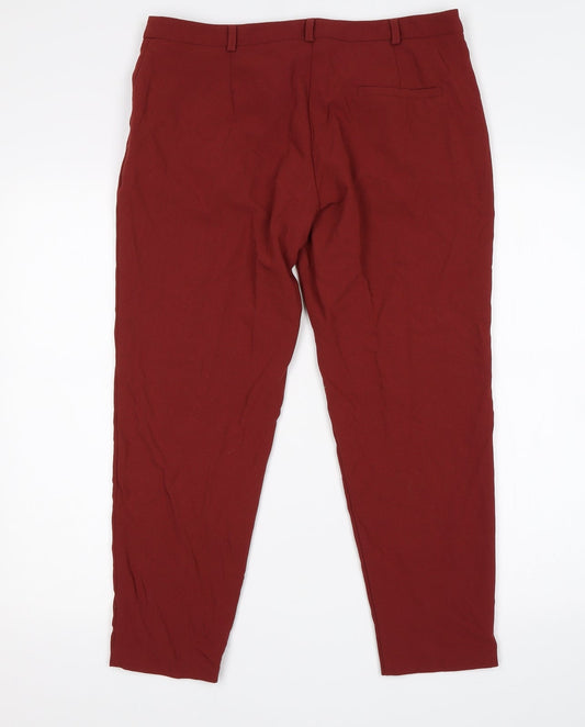 Womens UK Size 12 ASOS Regular Fit Cropped Red Trousers
