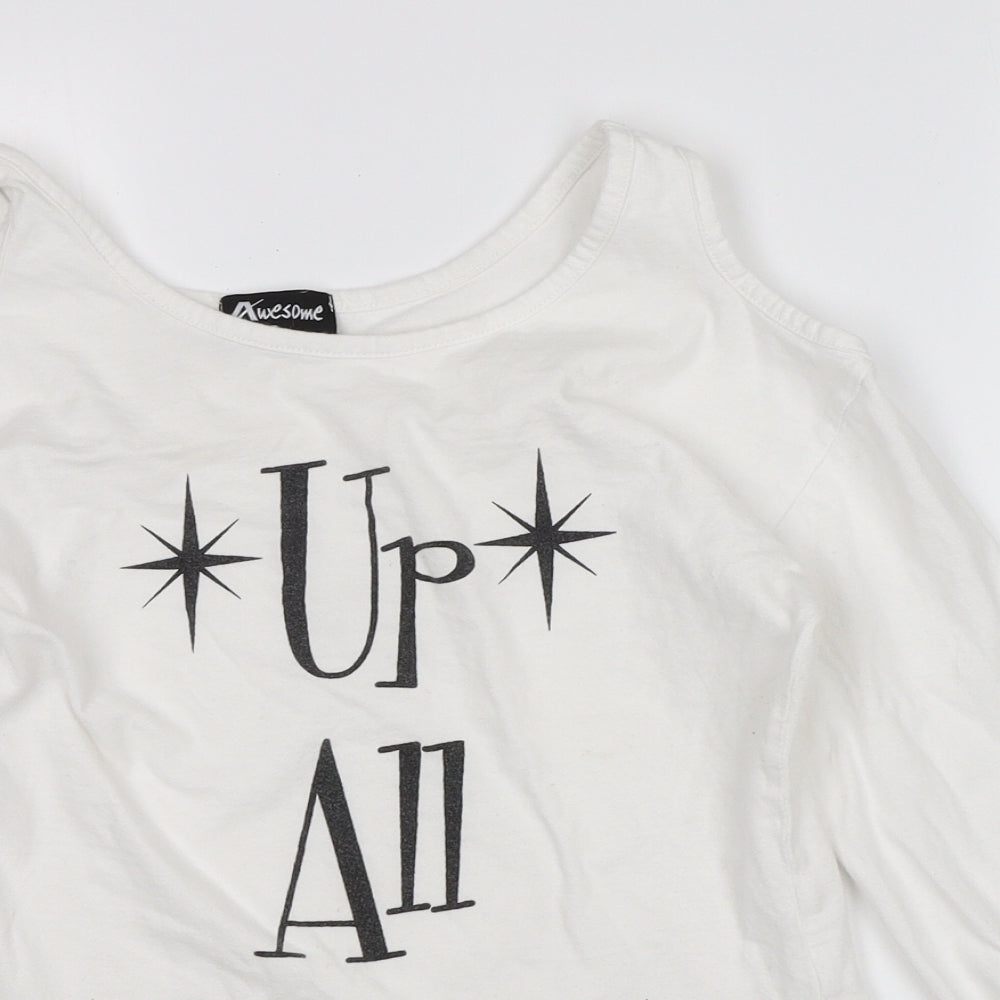 Awesome Womens White   Basic T-Shirt Size S