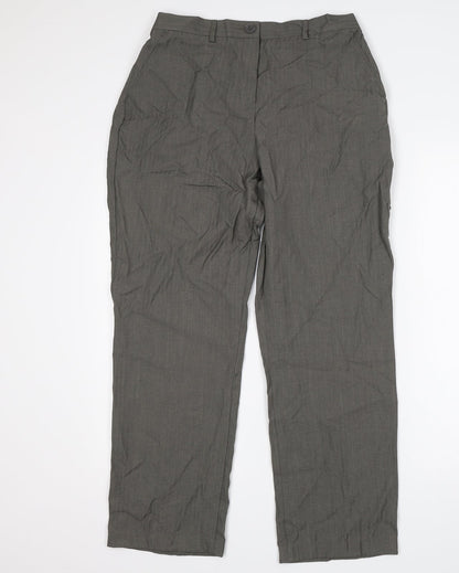 M&S Womens Grey Striped  Trousers  Size 14 L27 in
