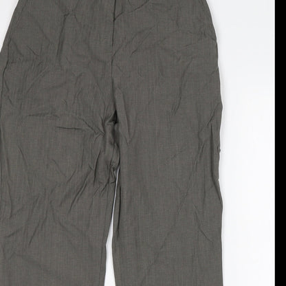 M&S Womens Grey Striped  Trousers  Size 14 L27 in