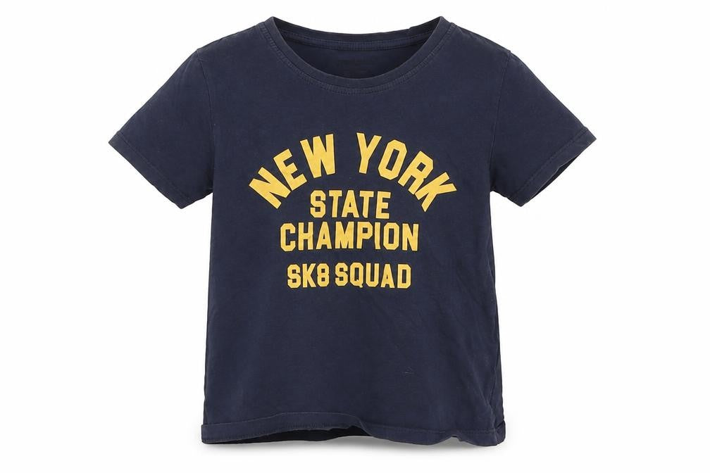 Front view of Primark boys’ blue basic t-shirt, size 2-3, years