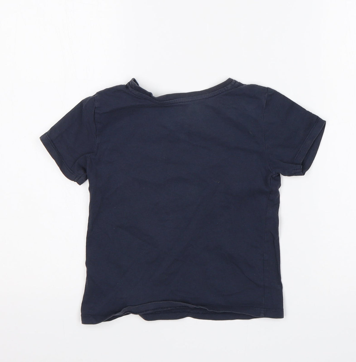Back view of Primark boys’ blue basic t-shirt, size 2-3, years