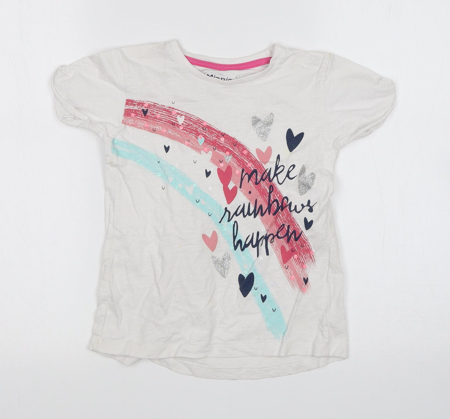 Minnie Minors Girls White   Basic T-Shirt Size 4 Years