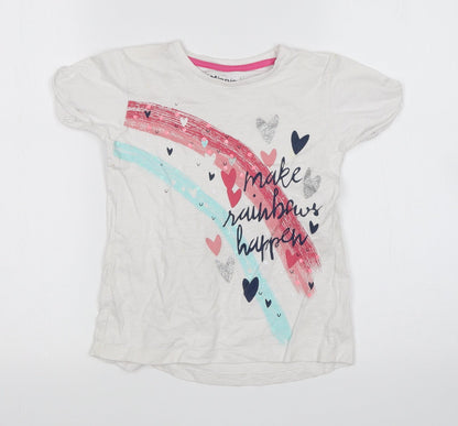 Minnie Minors Girls White   Basic T-Shirt Size 4 Years