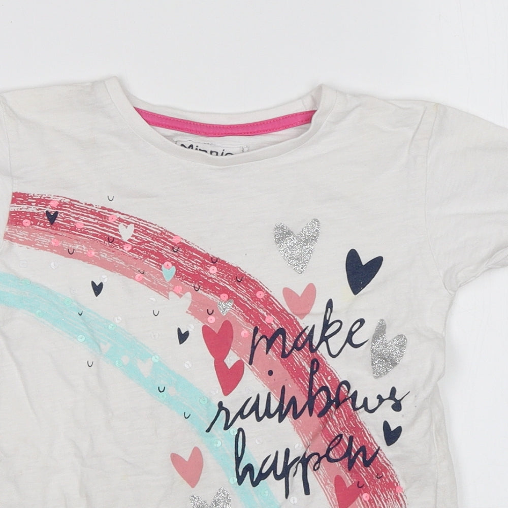 Minnie Minors Girls White   Basic T-Shirt Size 4 Years